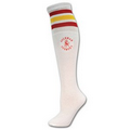 Medium Weight Cotton Striped Tube Socks w/ Printed Applique